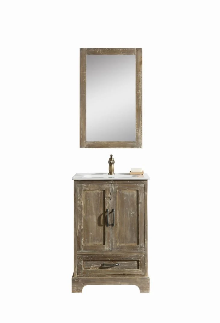 China Antique Oak Bathroom Cabinet With Double Door Vanity Units